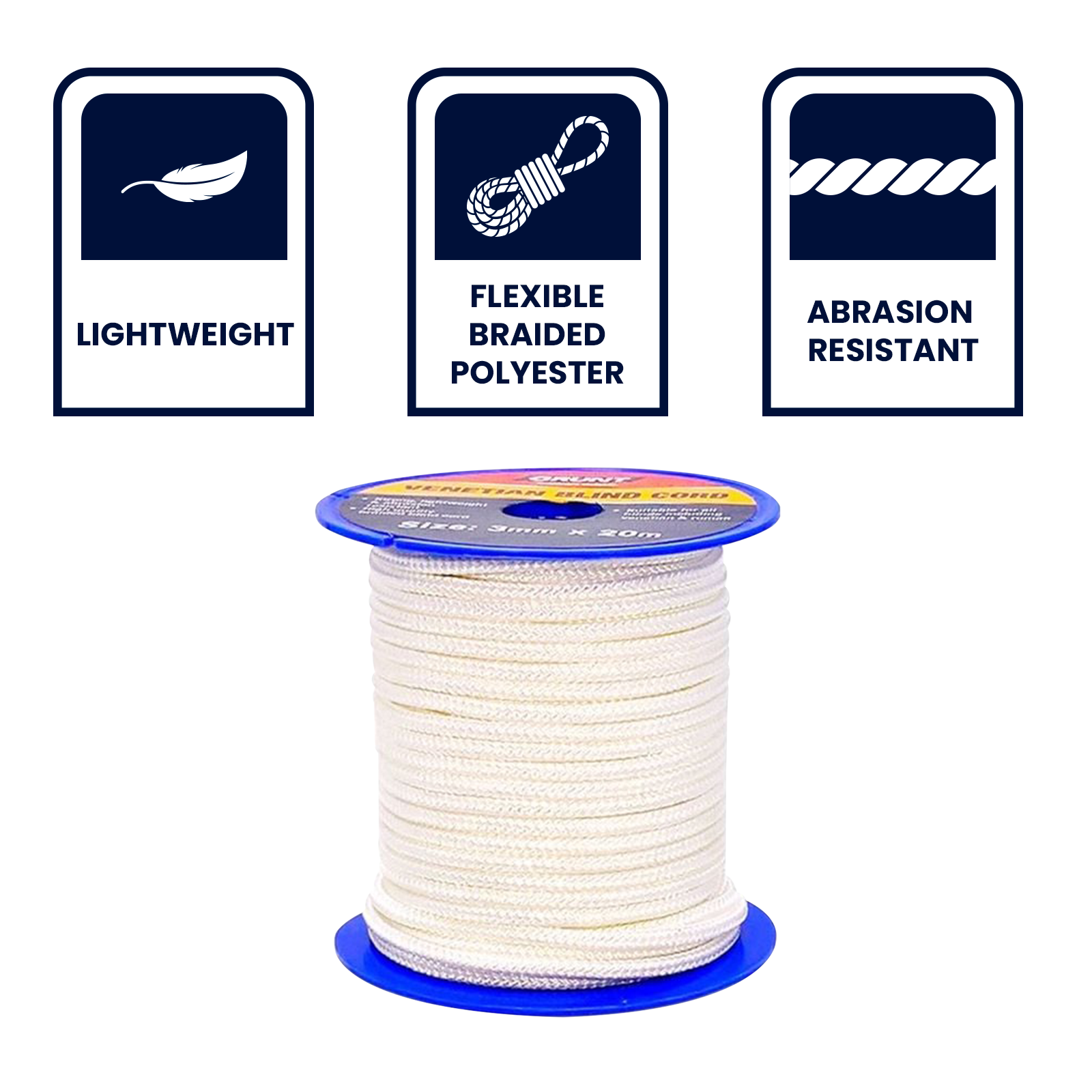 GRUNT 3mm x 20m White Venetian Blind Cord - Image 7 of 8
