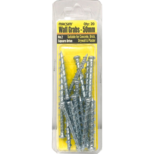 Macsim 50mm Wall Grab Anchor - 20 Pack