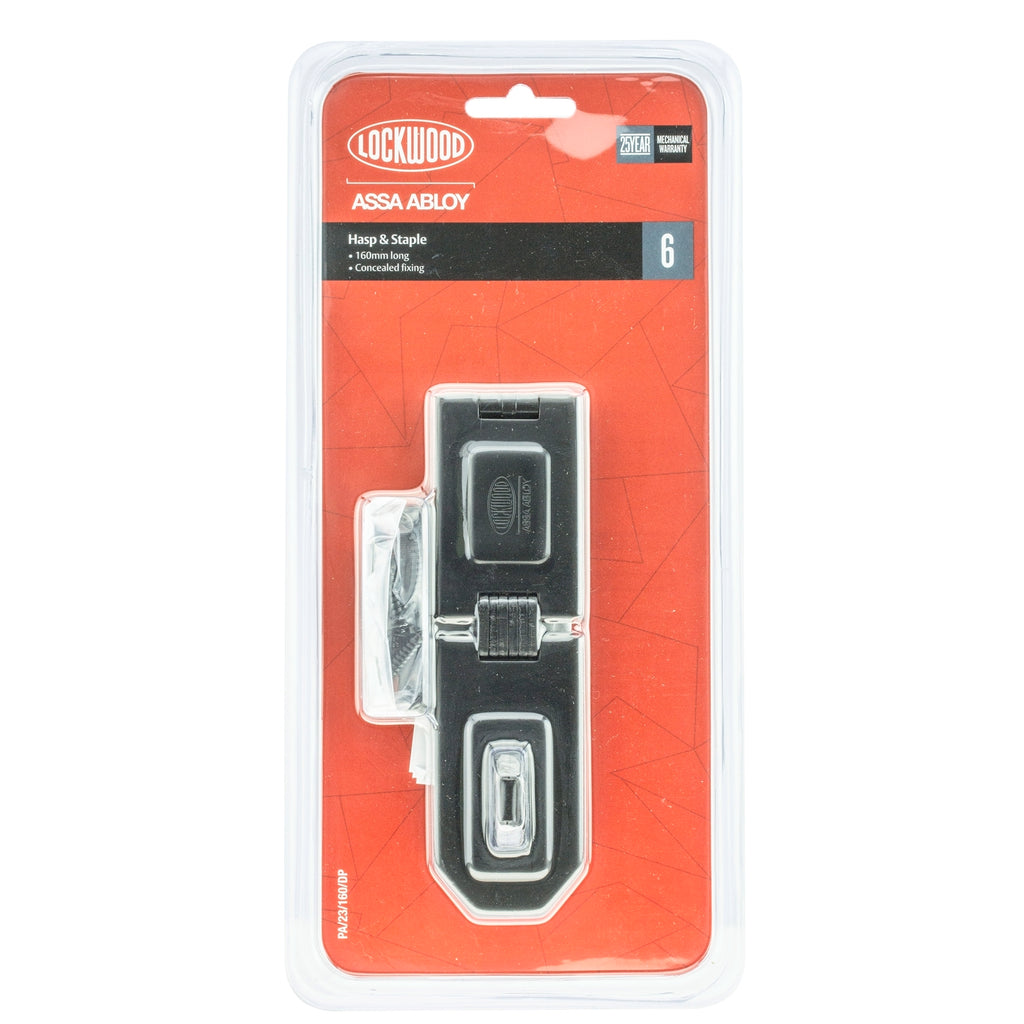 Lockwood 160mm Hardened Steel Hinged Hasp &amp; Staple - Image 1 of 3