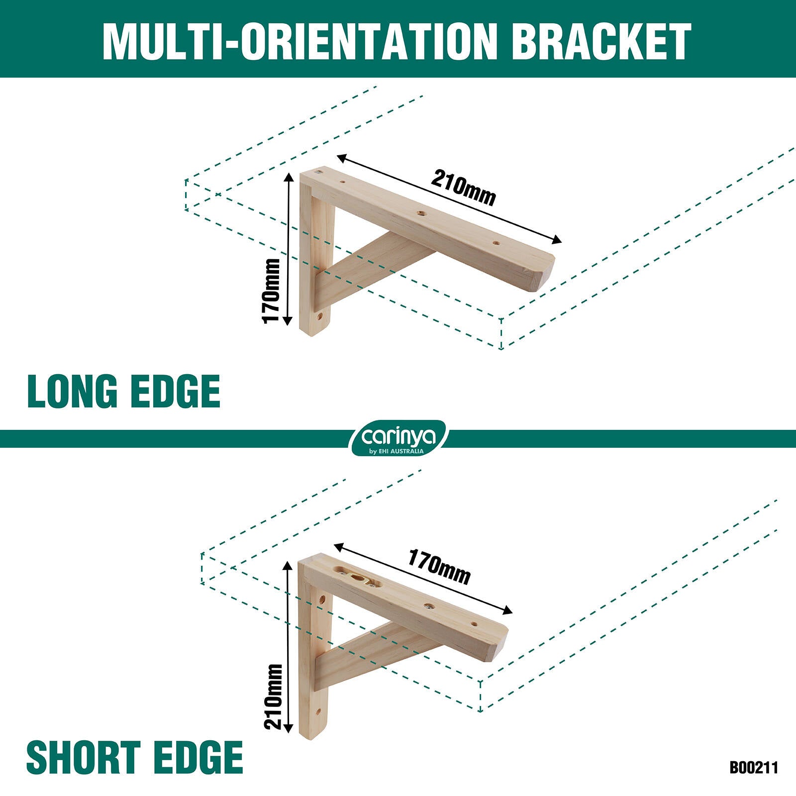 Carinya 210 x 170mm Raw Pine Stayed Bracket - Image 6 of 10