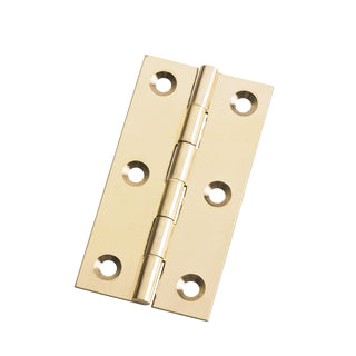 Lane 75 x 40 x 1.3mm Brass Fixed Pin Butt Hinge - 2 Pack