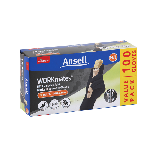 Vileda Ansell WORKmates® Nitrile Disposable Gloves 100pk - Medium/Large