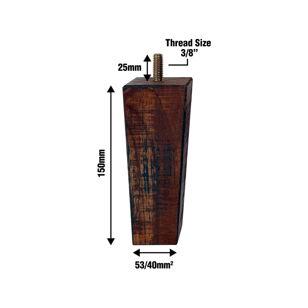 Adoored 53-40x150mm Square Rustic Tapered Wooden Leg - Image 2 of 3