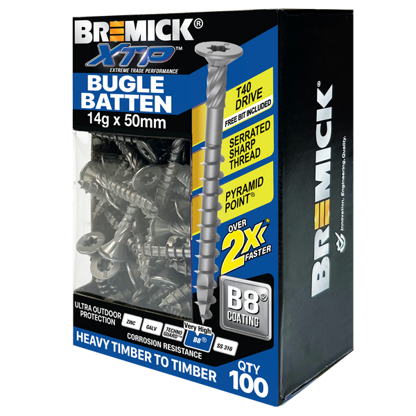 Bremick XTP 14g x 50mm T40 B8 Bugle Batten - 100 Pack