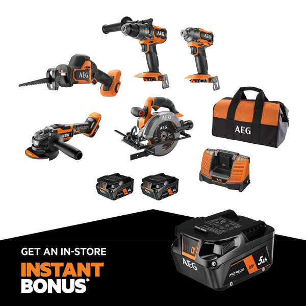 AEG 18V 4.0Ah 5 Piece FUSION Brushless Kit