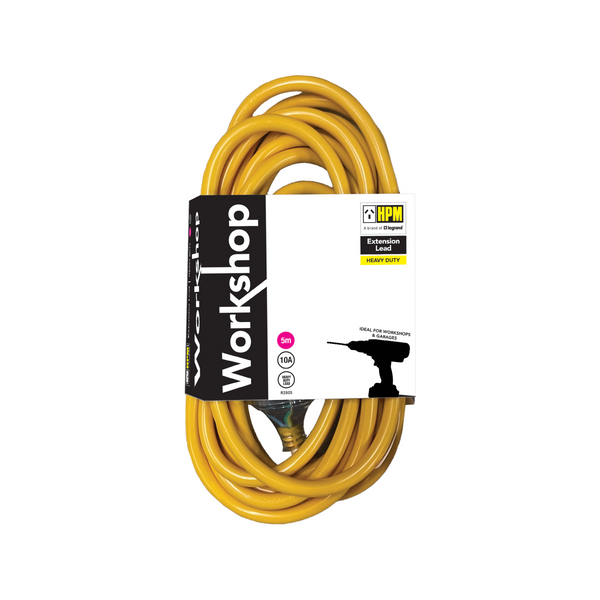 HPM 5m 1.0mm² 10A 3 Core Heavy Duty Workshop Extension Lead - 5m