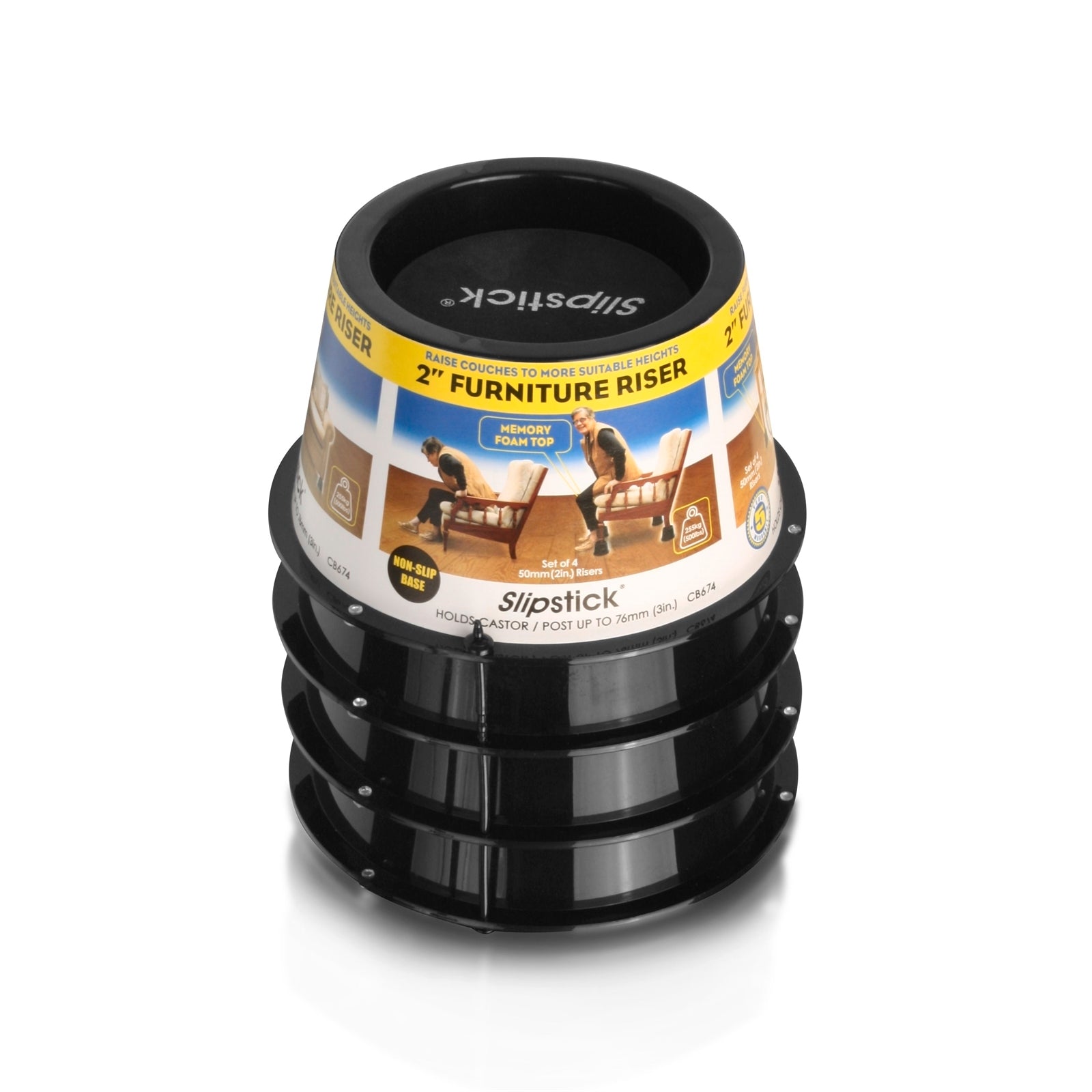 Slipstick 50mm Black Furniture Riser - 4 Pack - Image 1 of 1