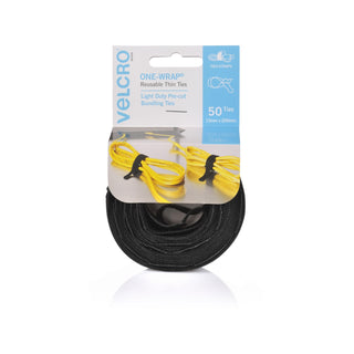 VELCRO Brand ONE-WRAP 13mm x 200mm Black Ties - 5 Pack