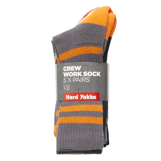 Hard Yakka Crew Work Socks - Size 7-12 - 5 Pack