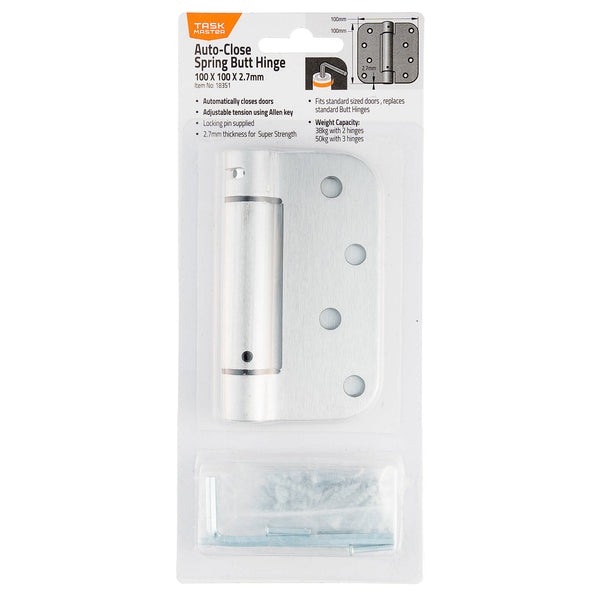 Taskmaster 100 x 100 x 2.7mm Auto Close Butt Hinge - 100mm