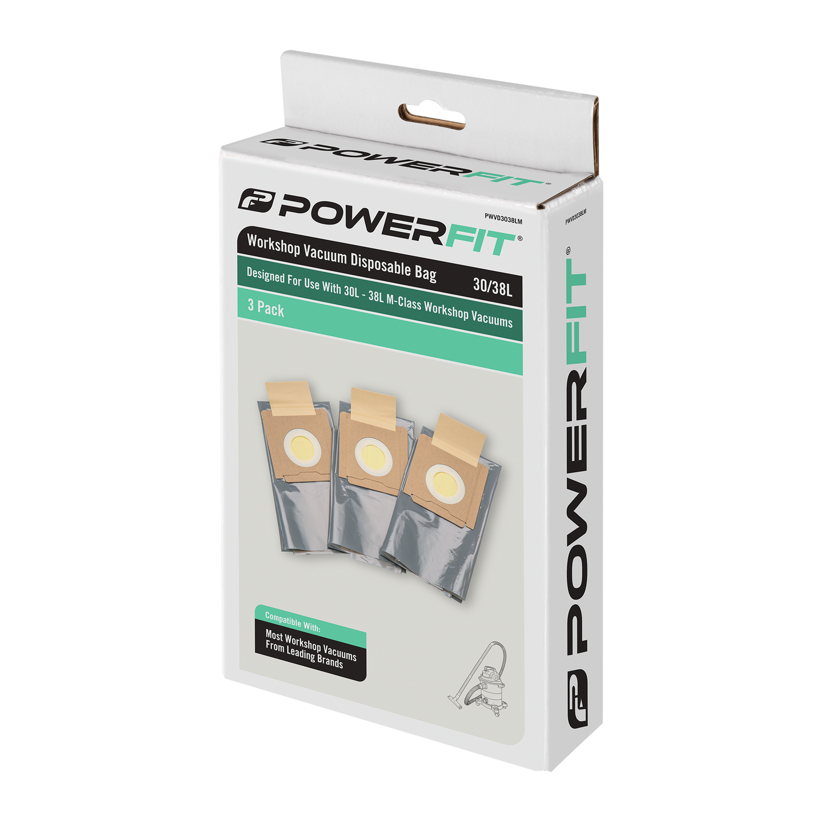 Powerfit Workshop Vacuum 30-38L M-Class Plastic Bags - 3 Pack - Image 4 of 4