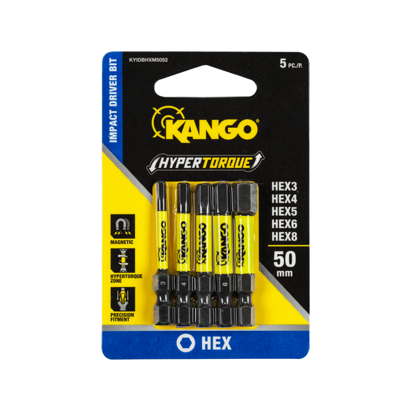 Kango 50mm HEX3-8 Hypertorque Impact Driver Bit - 5 Pack
