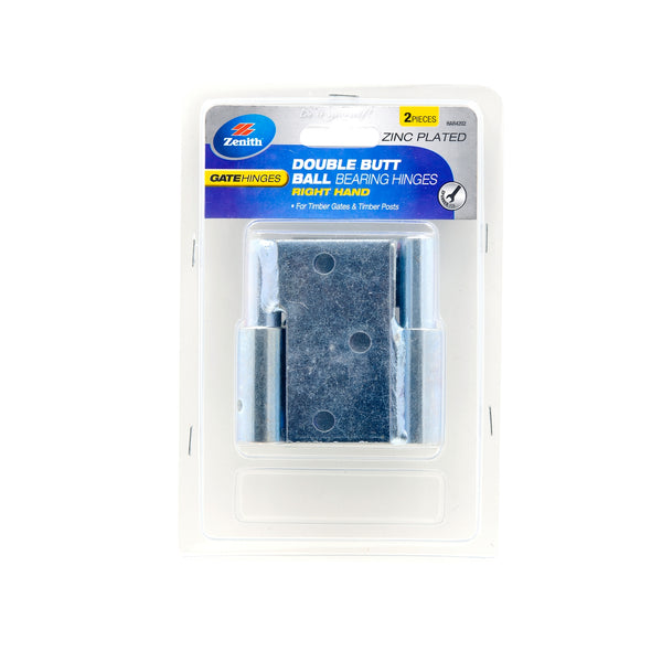 Zenith Zinc Plated Right Hand Double Butt Ball Bearing Hinges - 2 Pack