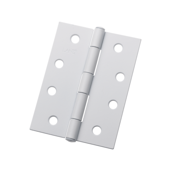 Lane 100mm Fixed Pin Butt Hinge Matte White - 2 Pack