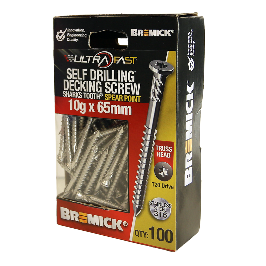 Bremick Ultrafast 10g x 65mm Stainless Steel 316 T20 Truss Head -100 Pack - Image 5 of 8