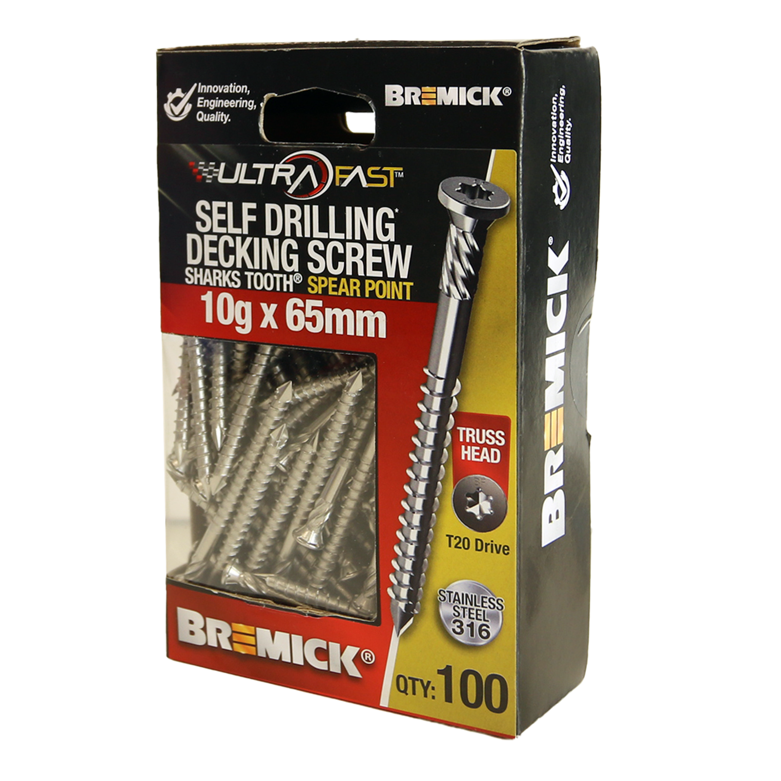 Bremick Ultrafast 10g x 65mm Stainless Steel 316 T20 Truss Head -100 Pack - Image 5 of 8