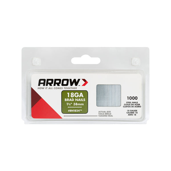 Arrow 38mm 18G Brad Nails - 1000 Pack