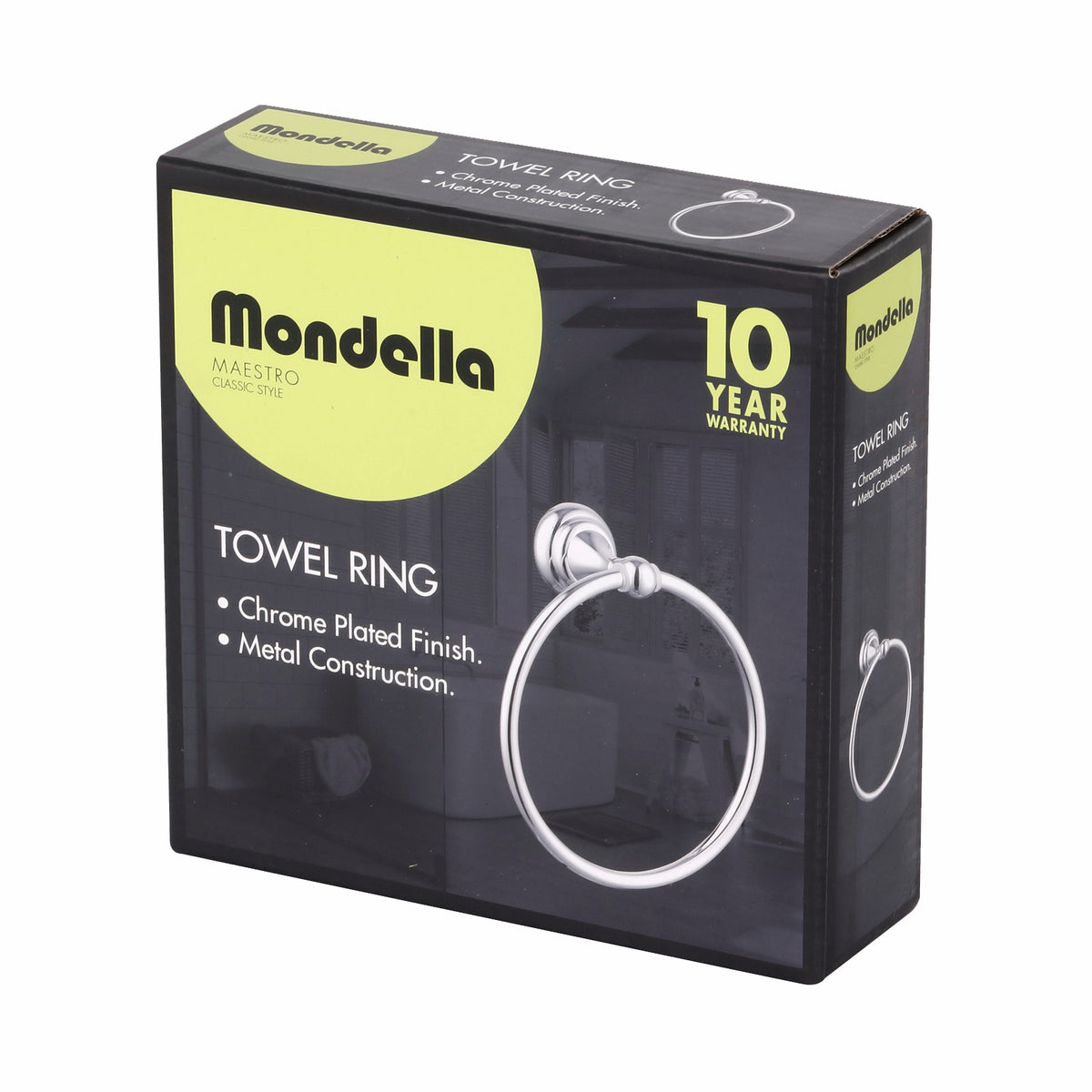 Mondella Chrome Maestro Bathroom Towel Ring - Image 2 of 3