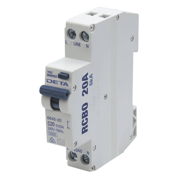 DETA 20A Residual Circuit Breaker with Overload Protection