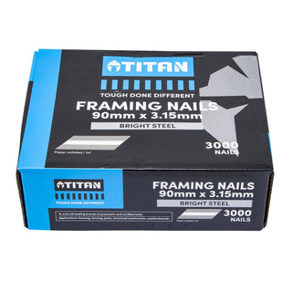Titan 90 x 3.15mm Bright Steel Collated Framing Nails - 3000 Box