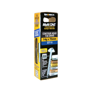 Bremick MultiONE 14g x 75mm B8 Contour Head Screw - 8 Pack