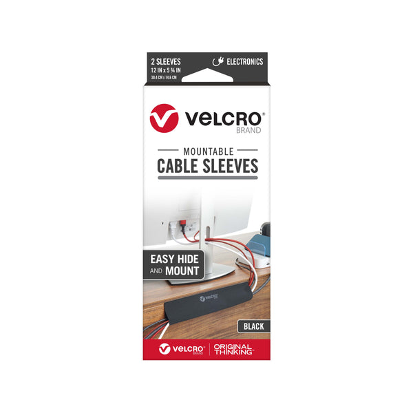 VELCRO Brand 30 x 14.6cm Black Mountable Cable Sleeves - 2 Pack