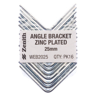 Zenith 25mm Zinc Plated Angle Bracket - 16 Pack
