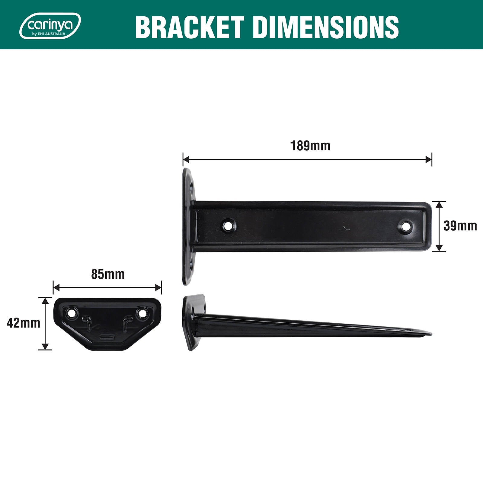 Carinya 189 x 39mm Black Floating Shelf Bracket - Image 3 of 9