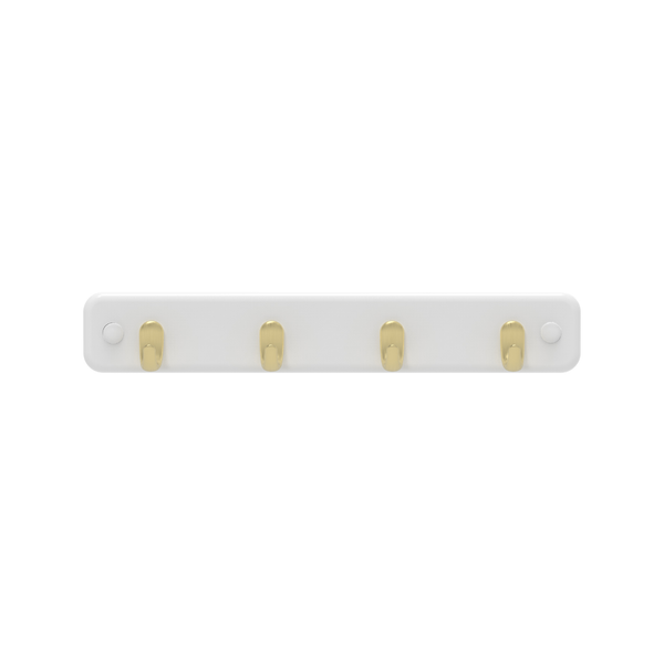 MODE 4 Brushed Brass on White Board Key Rack