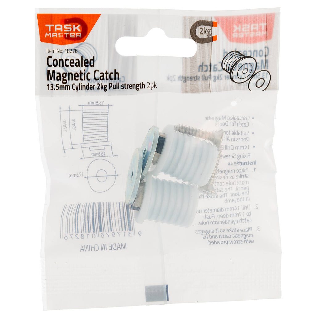 Taskmaster 13.5mm White Concealed Magnetic Catch - 2 Pack - Image 1 of 7