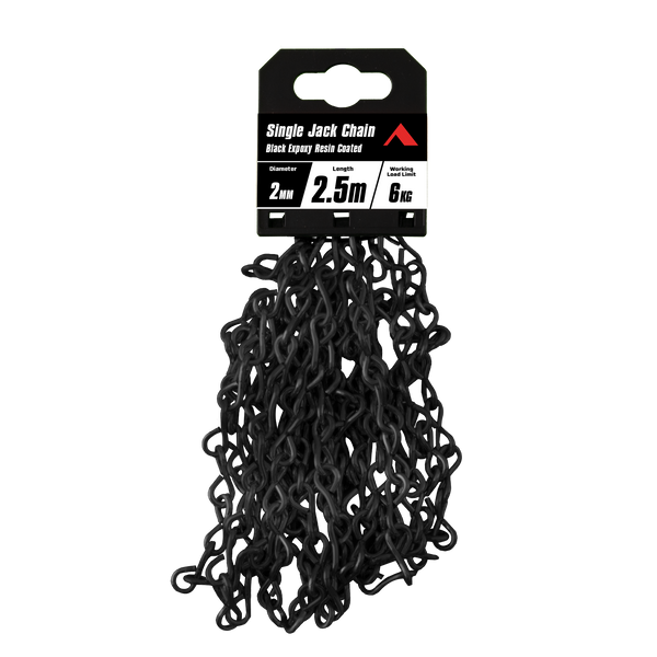 Pinnacle 2mm x 2.5m Matte Black Single Jack Chain