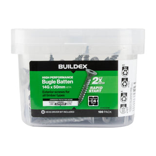 Buildex® 14G x 50mm Class 4 Bugle Batten Screws - 100 pack