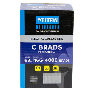 Titan 63 x 1.6mm Electro Galvanised Straight Collated Nail C Brads - Pack 4000