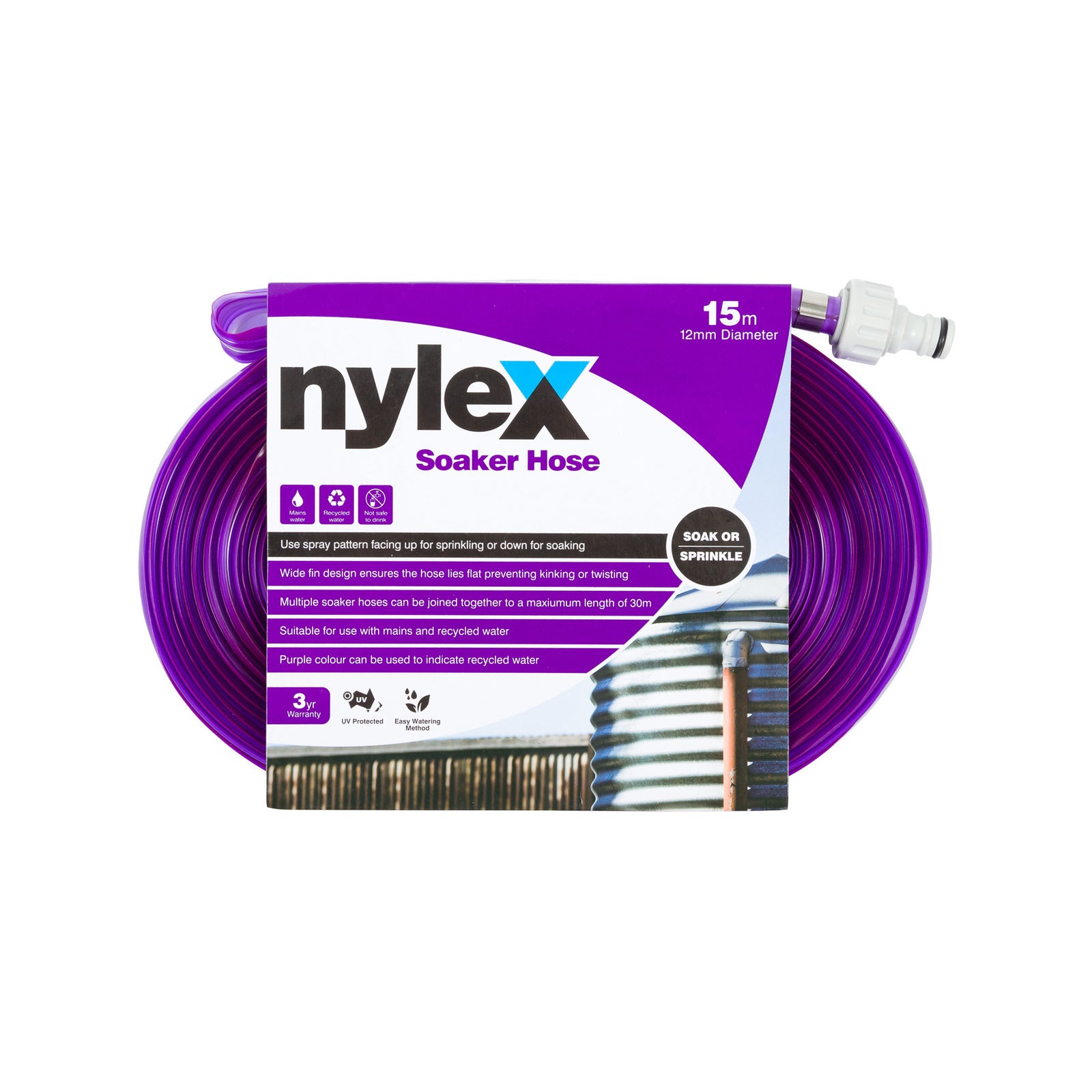 Nylex 12mm x 15m Recycled Water Soaker Hose - Image 3 of 10