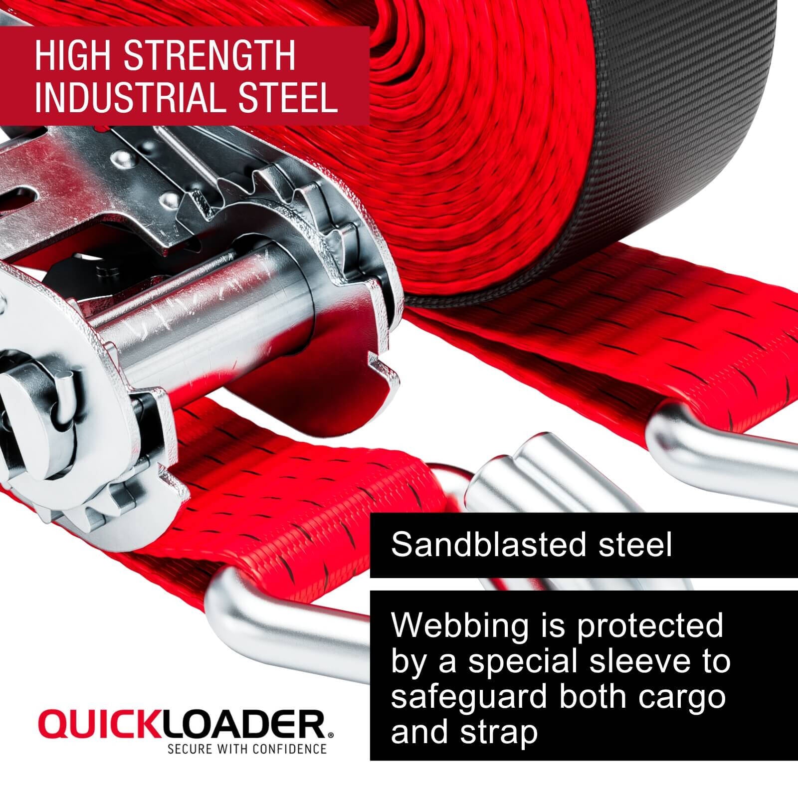 Quickloader Ratchet Strap Tie Down 10m 2500kg Lashing Capacity - Image 3 of 12