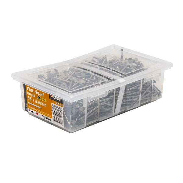 Paslode 65 x 2.8mm 2kg Bright Steel Flat Head Nails - 570 Pack