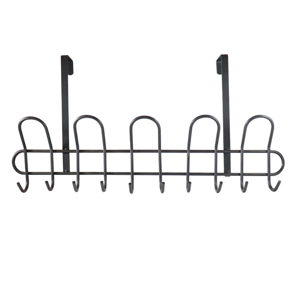 Adoored 15 Black Hook Over-The-Door Hook Rack