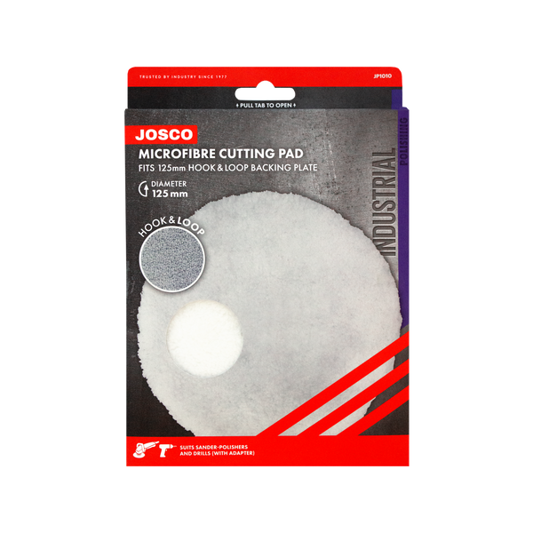 Josco 125mm White Hook And Loop Microfibre Cutting Pad