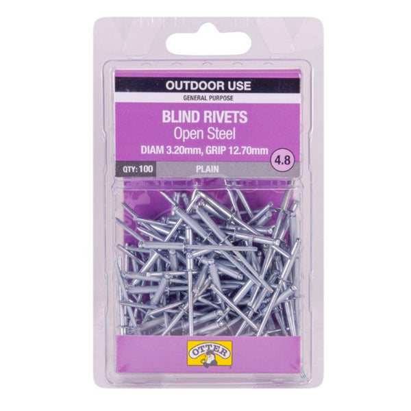 Otter 3.2 x 12.7mm Open Steel Blind Rivets - 100 Pack