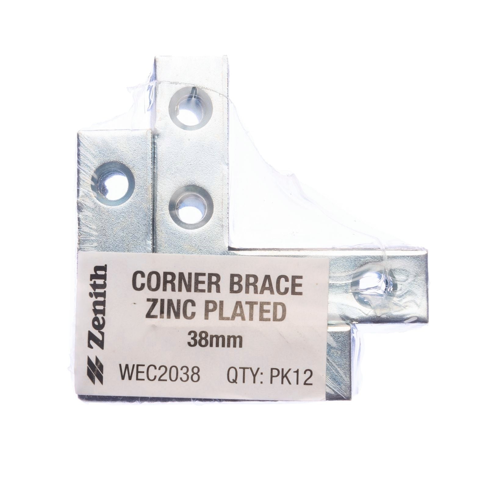 Zenith 38mm Zinc Plated Corner Brace Bracket - 12 Pack - Image 1 of 1