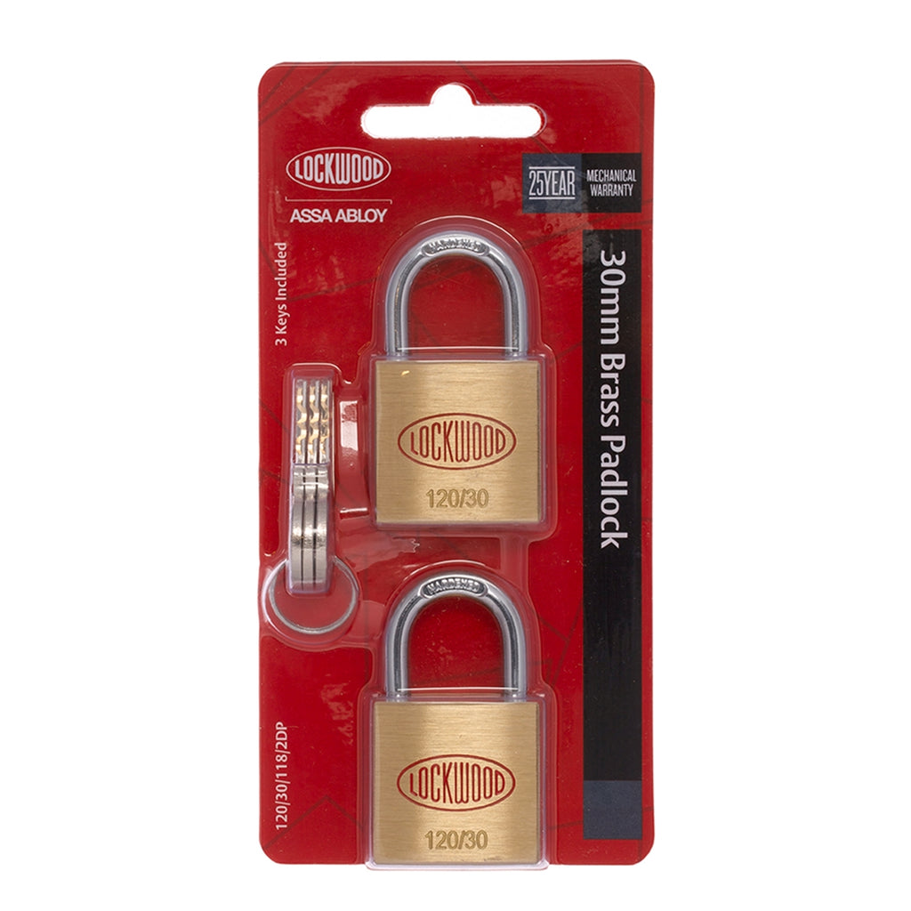 Lockwood 30mm Solid Brass 120 Series General Purpose Padlock - 2 Pack - Image 8 of 8