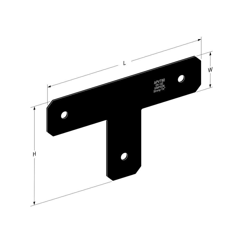 Simpson Strong-Tie 350 x 210 x 75mm Black Outdoor Accents Strap Tie T Plate - Image 2 of 5