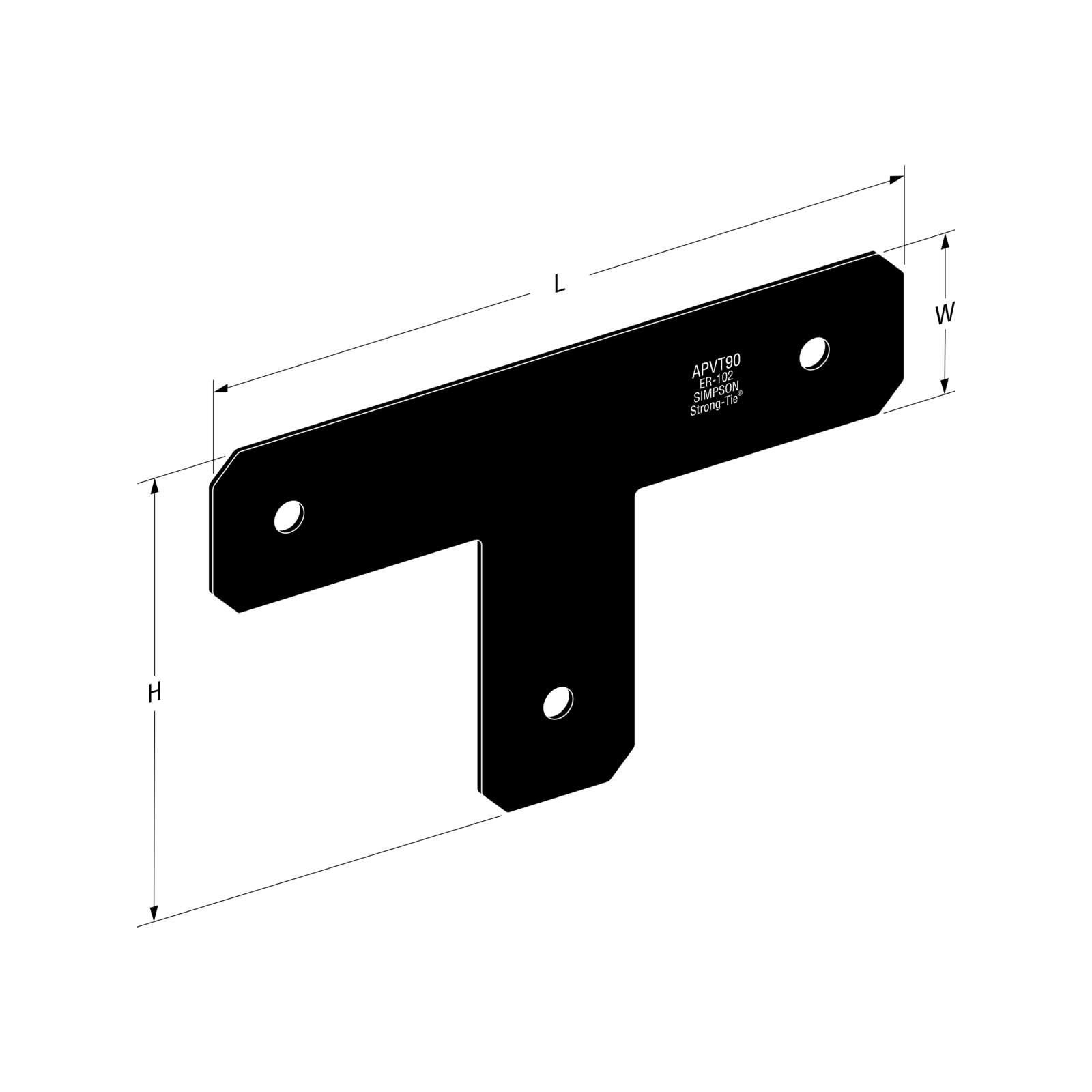 Simpson Strong-Tie 350 x 210 x 75mm Black Outdoor Accents Strap Tie T Plate - Image 2 of 5