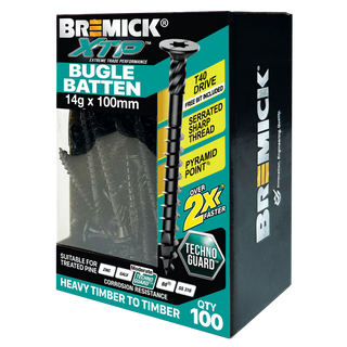 Bremick XTP 14g x 100mm Black T40 Technoguard Bugle Batten - 100 Pack