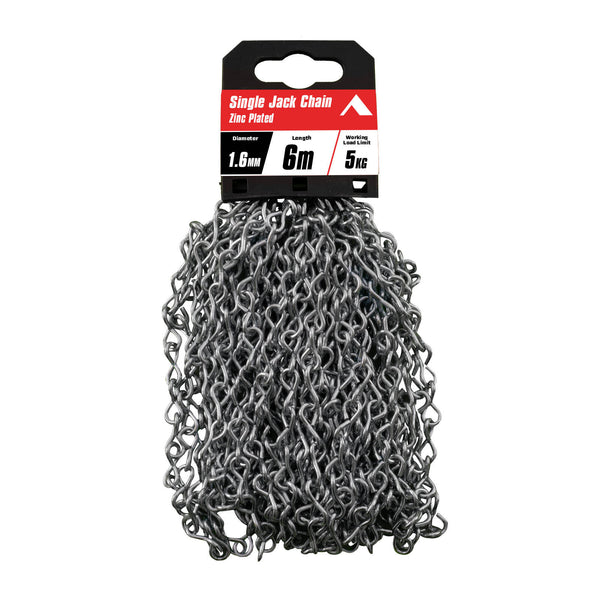 Pinnacle 1.6mm x 6m Zinc Plated Single Jack Chain