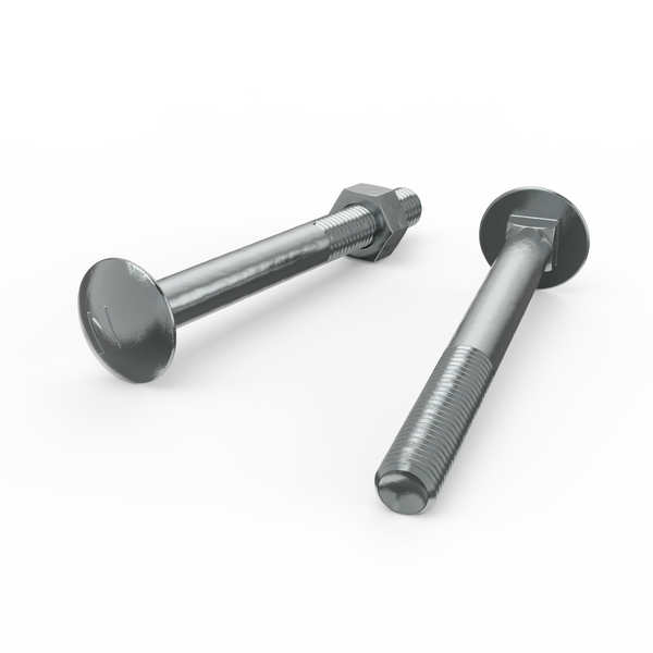 ZENITH M10 x 100mm Zinc Plated Cup Head Bolt and Nut - Each