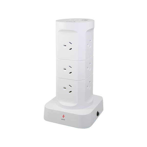 Click 12 Outlet Tower With Surge Protection