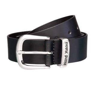 Hard Yakka Black Leather and Brass Buckle Belt - Size 92