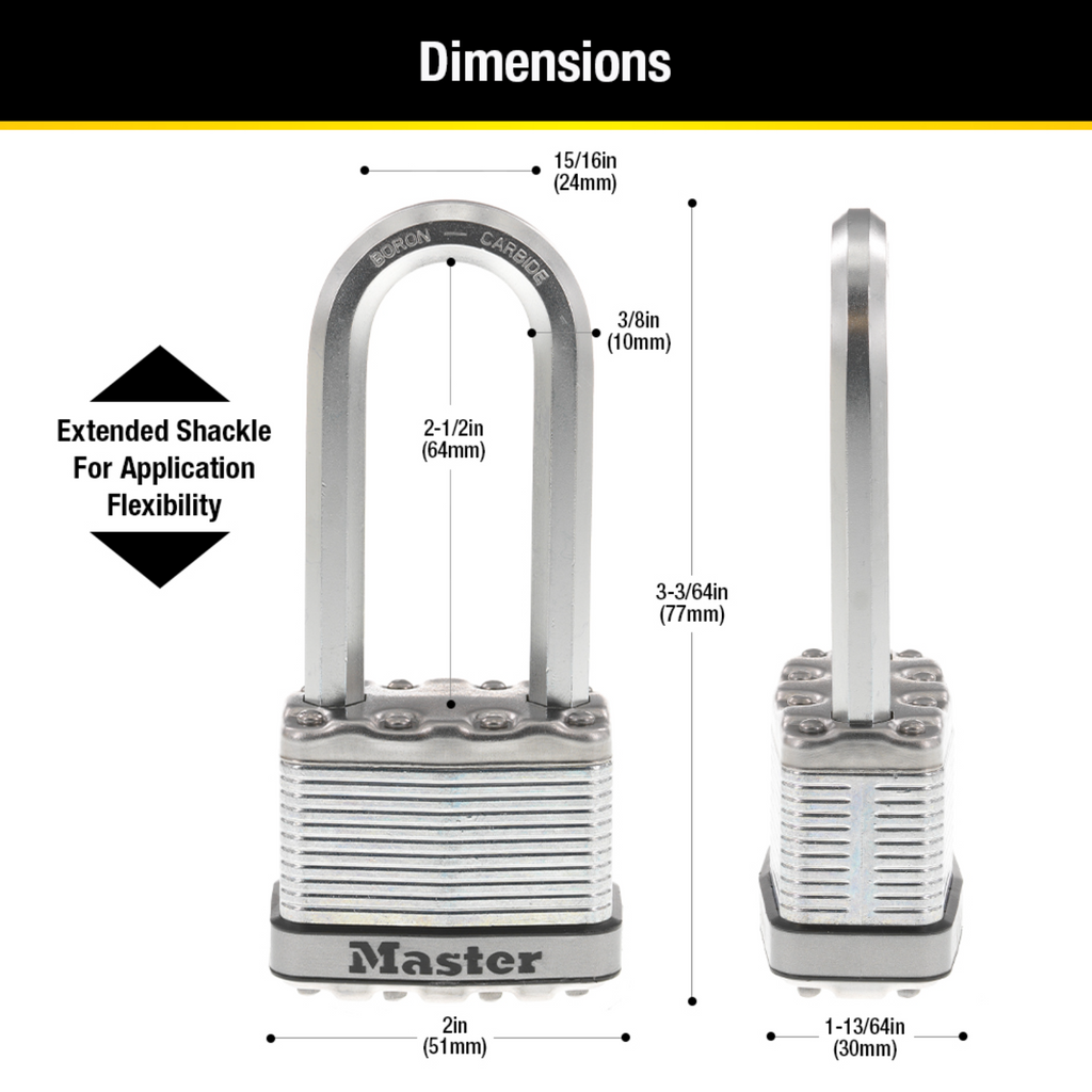 Master Lock 51mm Magnum With 64mm Extra Long Shackle Padlock - Image 5 of 14