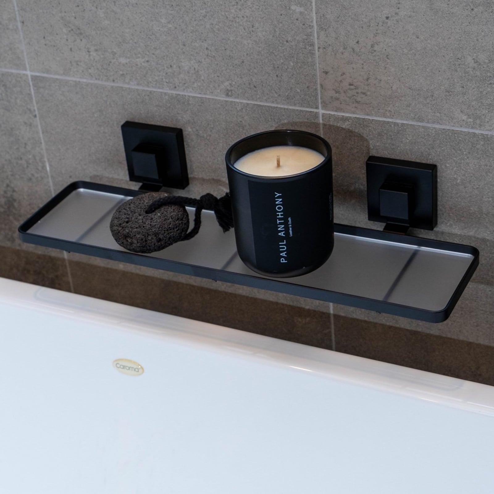 Fusion-Loc 26kg Black Matte Suction Frosted Acrylic Bathroom Shelf - Image 7 of 8
